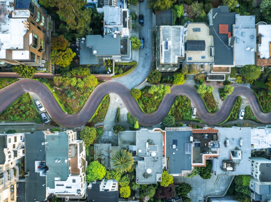 Aerial view of neighborhoods